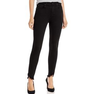 7 For All Mankind Gwenevere Skinny Jeans Ankle Black Chewed Raw Hem- Size 27